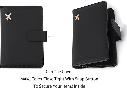 Miniatura 5 de Melsbrinna Funda de cuero prémium para pasaporte, impermeable, con bloqueo RFID, cartera de viaje con soporte para bolígrafo, bonito libro