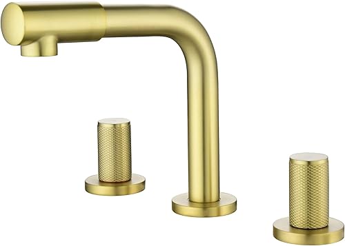 Miniatura 1 de SHAMANDA Grifo generalizado de 8 pulgadas con boquilla giratoria de 360 grados y boquilla, moderno 2 manijas de perilla únicas grifo de lavabo de