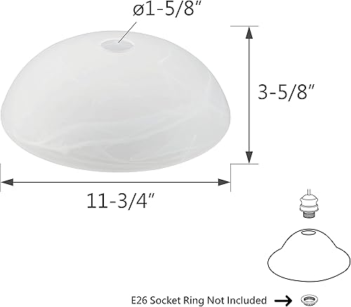 Miniatura 3 de Aspen Creative 23515-11, pantalla de vidrio de repuesto de alabastro para lámpara de base media, lámpara y colgante, 11-3/4 pulgadas de diámetro x