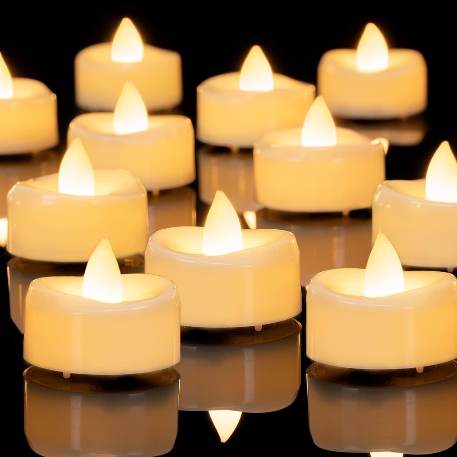 AMAGIC 24 velas LED con temporizador, funciona con pilas, sin llama, con temporizador de 6 horas, para decoración de Navidad, bodas, color blanco cálido