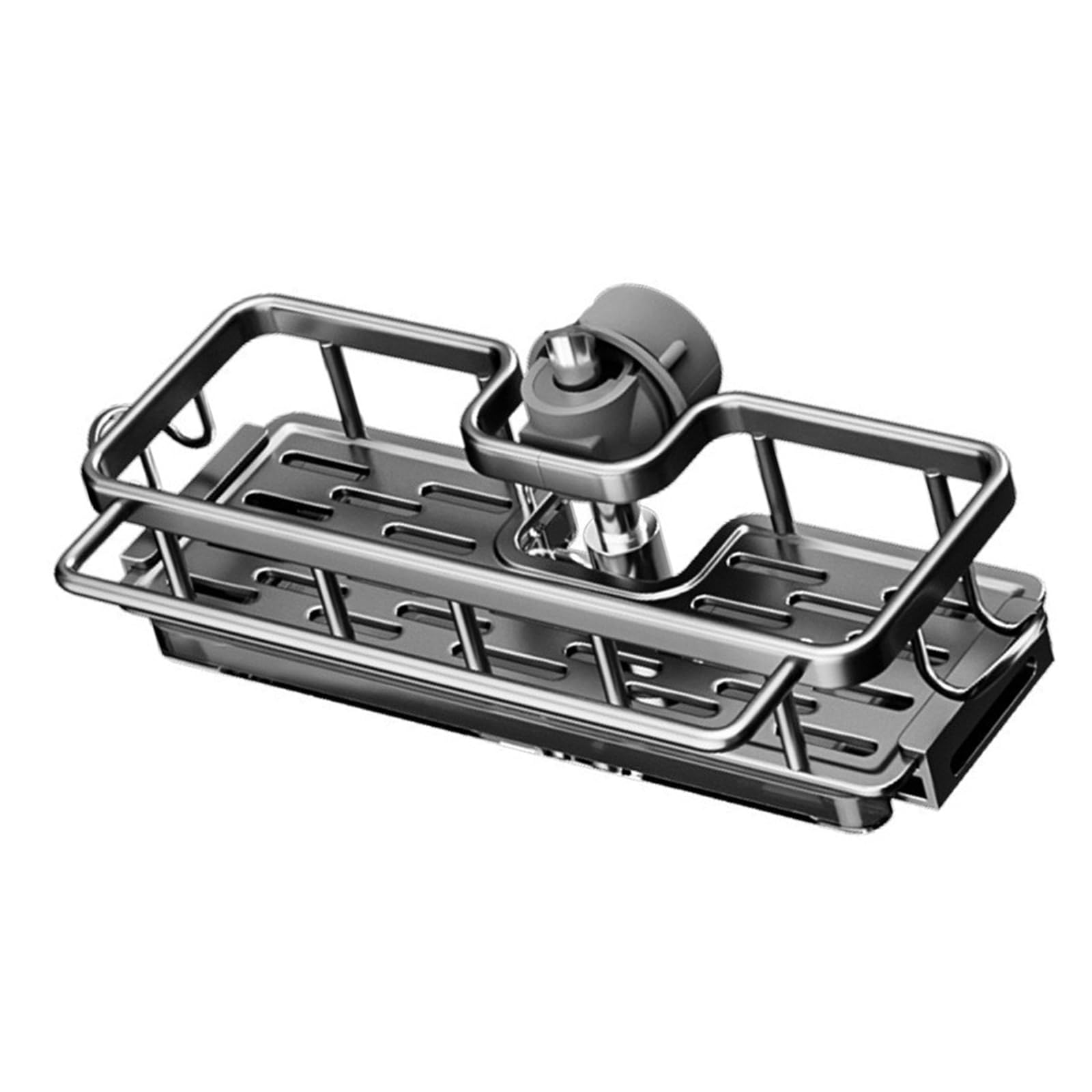 HENYGEN Metal Detachable Sink Rack with Drip Tray for Kitchen Bathroom Faucet Sponge Holder Metal Detachable Hanging Faucet Drain Rack
