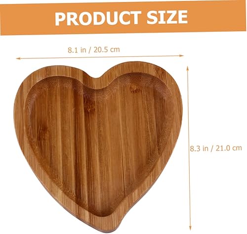Miniatura 9 de Hemoton Elegante bandeja de madera con diseño de corazón para servir platos reutilizables para pan de dulces de frutas para decoración de cocina