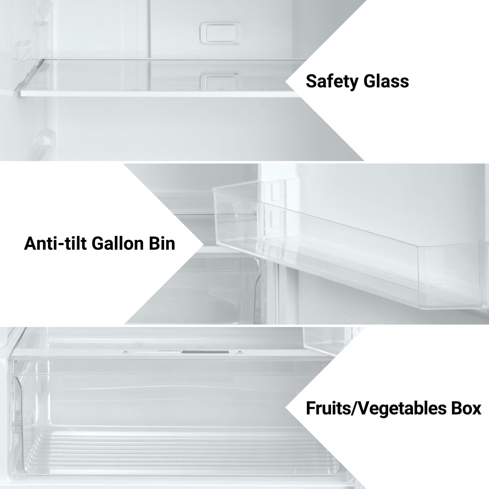 Techomey 13.9 Cu.Ft Top Freezer Refrigerator, Full Size Garage Ready Frost Free Fridge Freezer, 28" Standard Depth, Gallon Door Bins, LED Lighting, Stainless Steel on Fridge.com - View 6