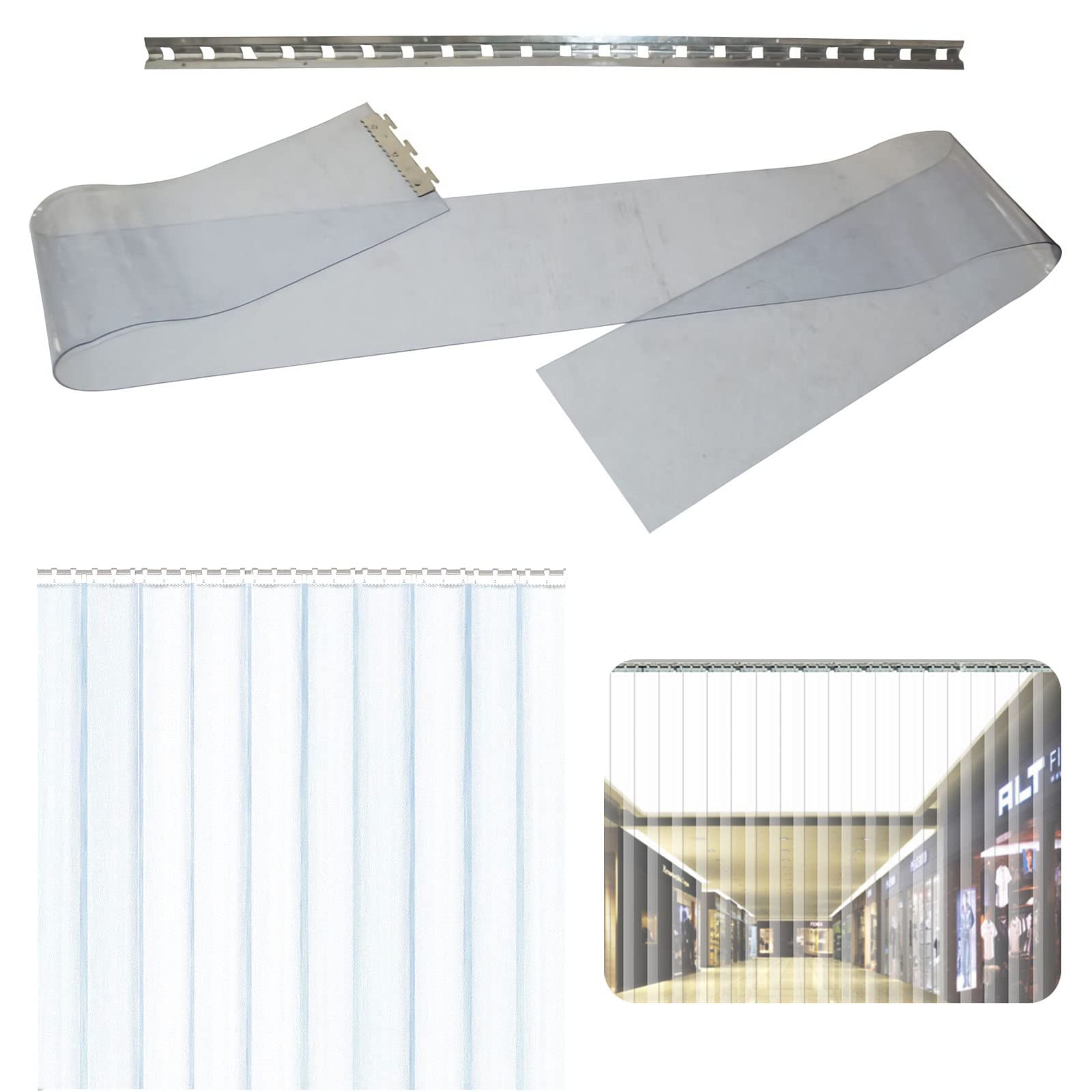 INTSUPERMAI PVC Strip Door Curtain Commercial Walk in Cooler Door Vinyl Strip Curtain Kit for Walk in Freezers Coolers Warehouse Doors 84in/7ft Width x 96in/8 ft Height