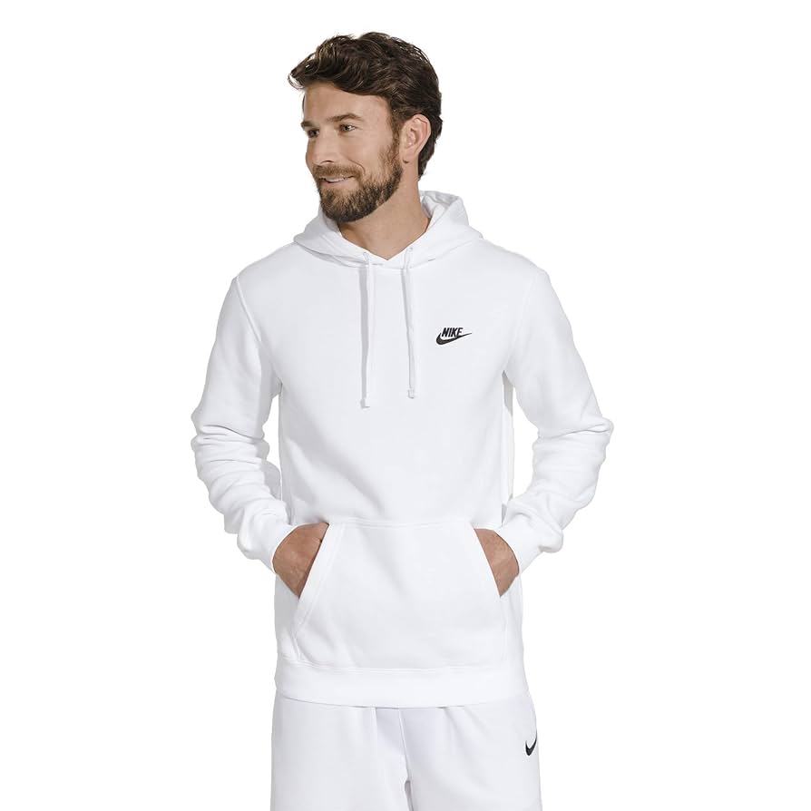 Nike Men's Sportswear Club Pullover Hoodie, White/White