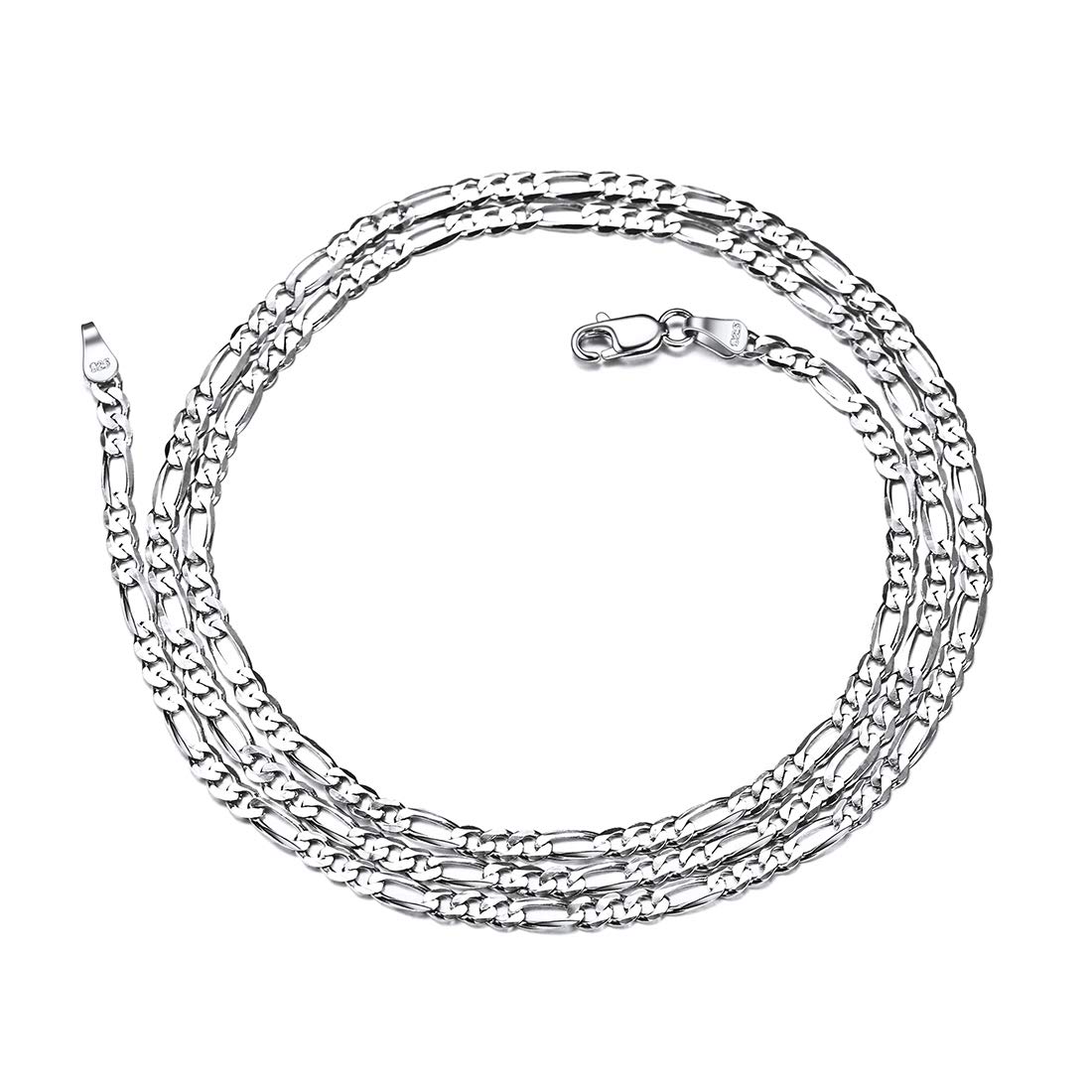 ChicSilver Collana a Catena in Argento Sterling 925 Catena Barbazzale Cubana Figaro da Uomo Donna, Collana di Ricambio per Pendente Cindolo, 45-70 cm Lungha, 3/5 mm Larga, Con Confezione