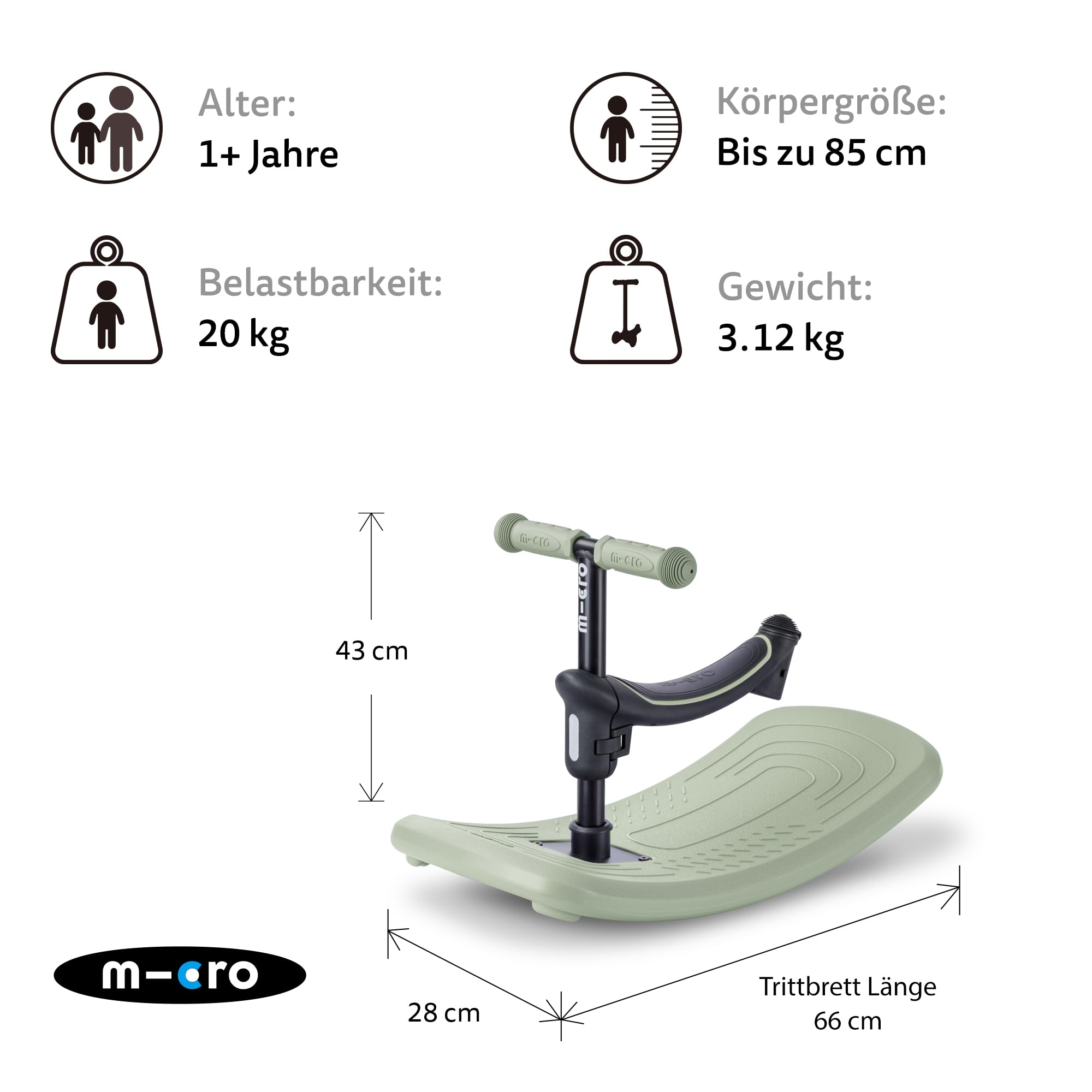 micro™ mini micro Deluxe Rock & go LED | Das ORIGINAL | Innovatives 6-in-1 System | Vom Wippen zum Scooter, Alles INKLUSIVE | Roller für Kinder von 1 bis 6 Jahren