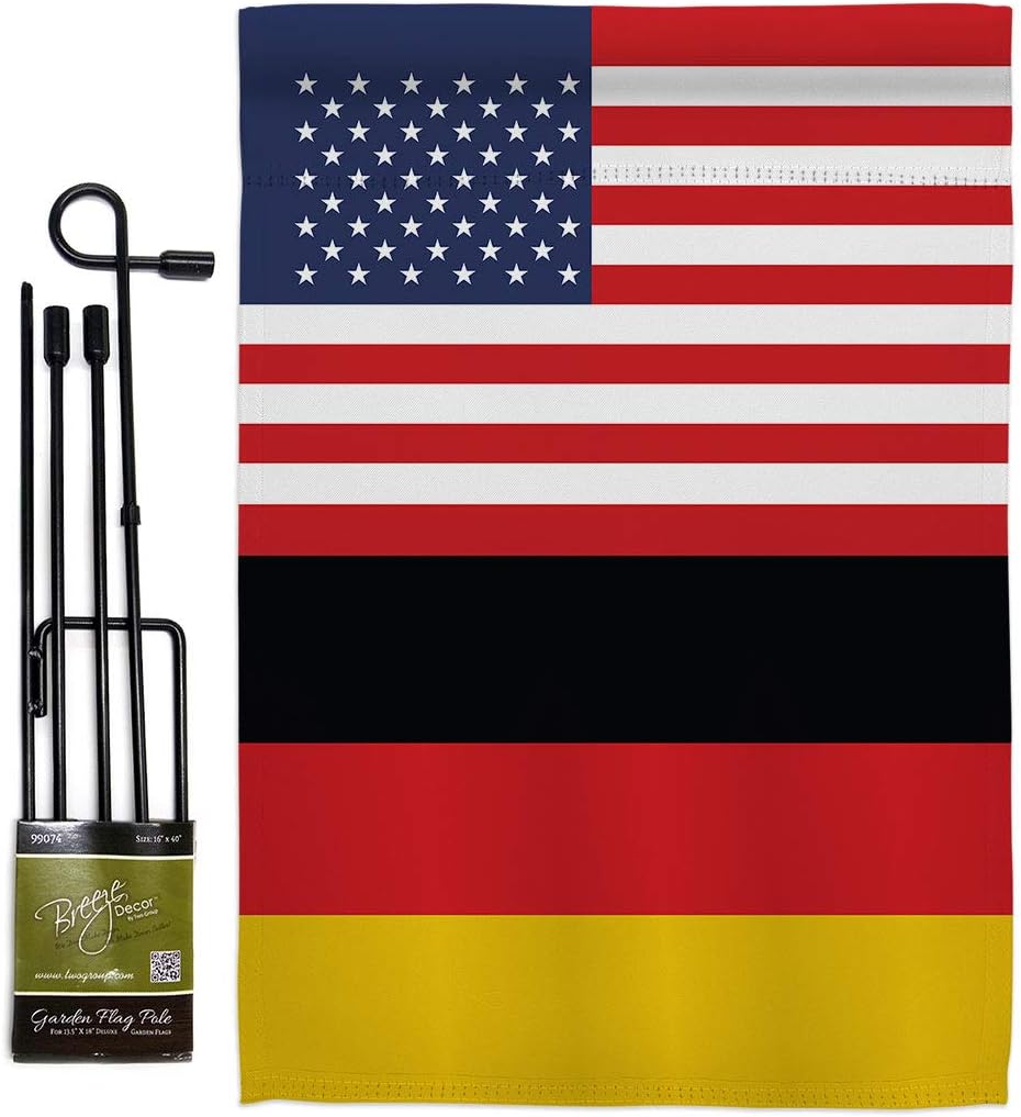 Germany US Friendship Garden Flag Set with Stand Regional USA American Alliance World Country Particular Area Small Decorative Gift Yard House Banner Double-Sided Made In 13 X 18.5