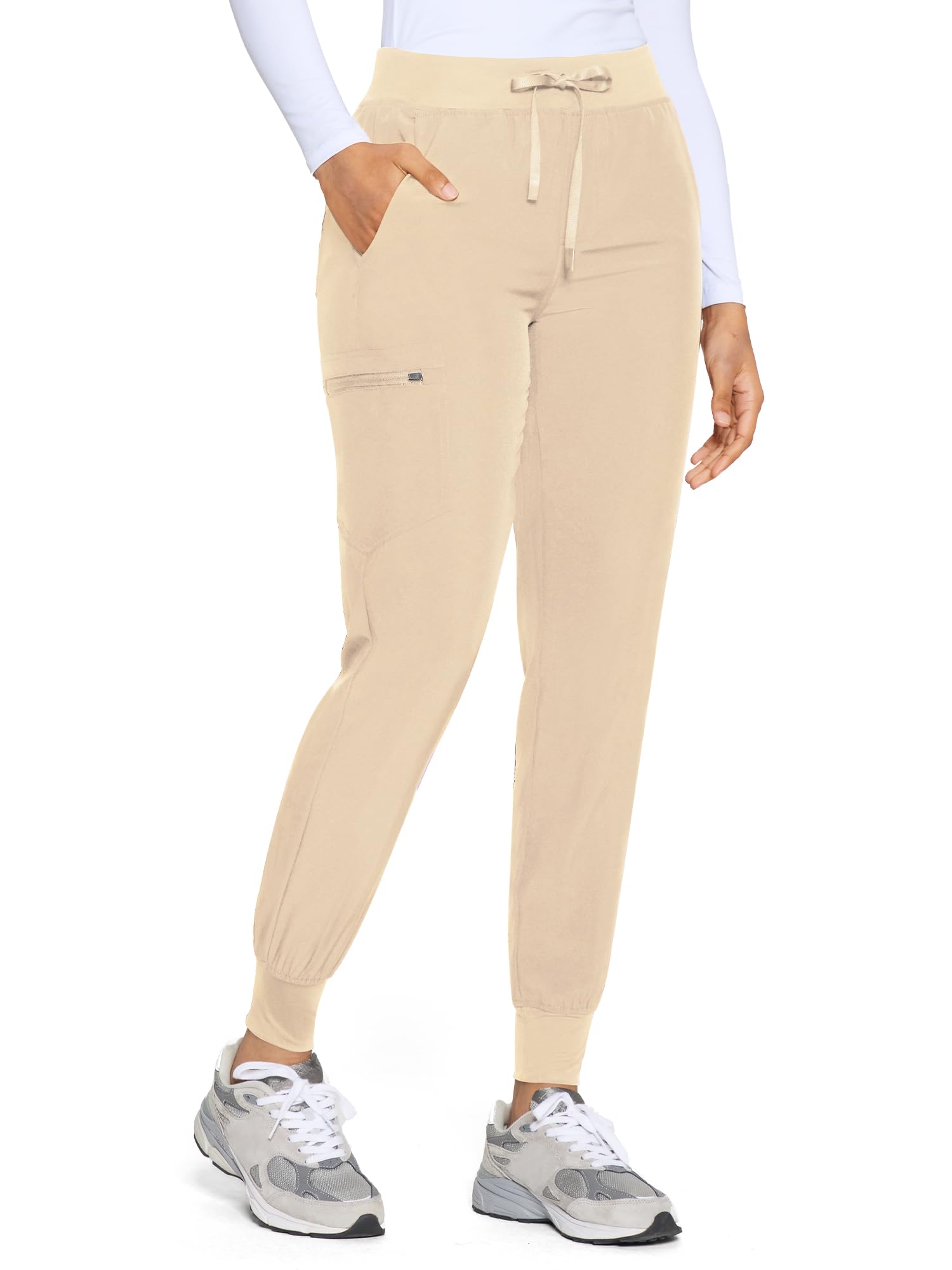 COZYFIT Womens Scrub Pants - Soft Stretch Yoga Style | 5 Pockets, Slim Fit Jogger Scrubs Pants, Easy Care, Tapered Elastic Cuffs, Long-lasting Comfort for Daily Working