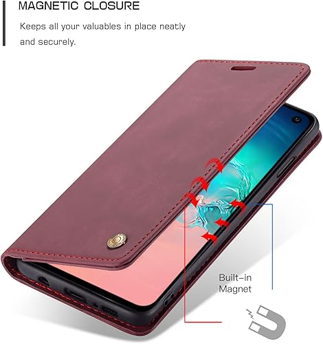 Miniatura 3 de QLTYPRI Funda Para Samsung Galaxy S10e, Vintage PU Cuero Billetera Caso Ranura Para Tarjeta Kickstand Cierre Magnético A Prueba De Golpes Flip Folio