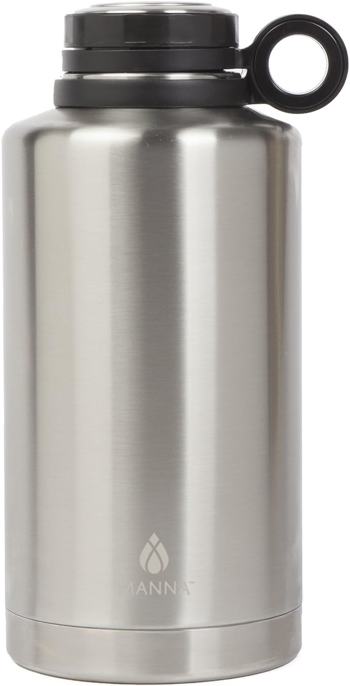 Manna Ring Growler | 64oz Vacuum Insulated Stainless Steel | Craft and IPA Beer Growler | Keeps Beverages Fresh and Cold up to 24 Hours | Lead and BPA Free - Stainless Steel