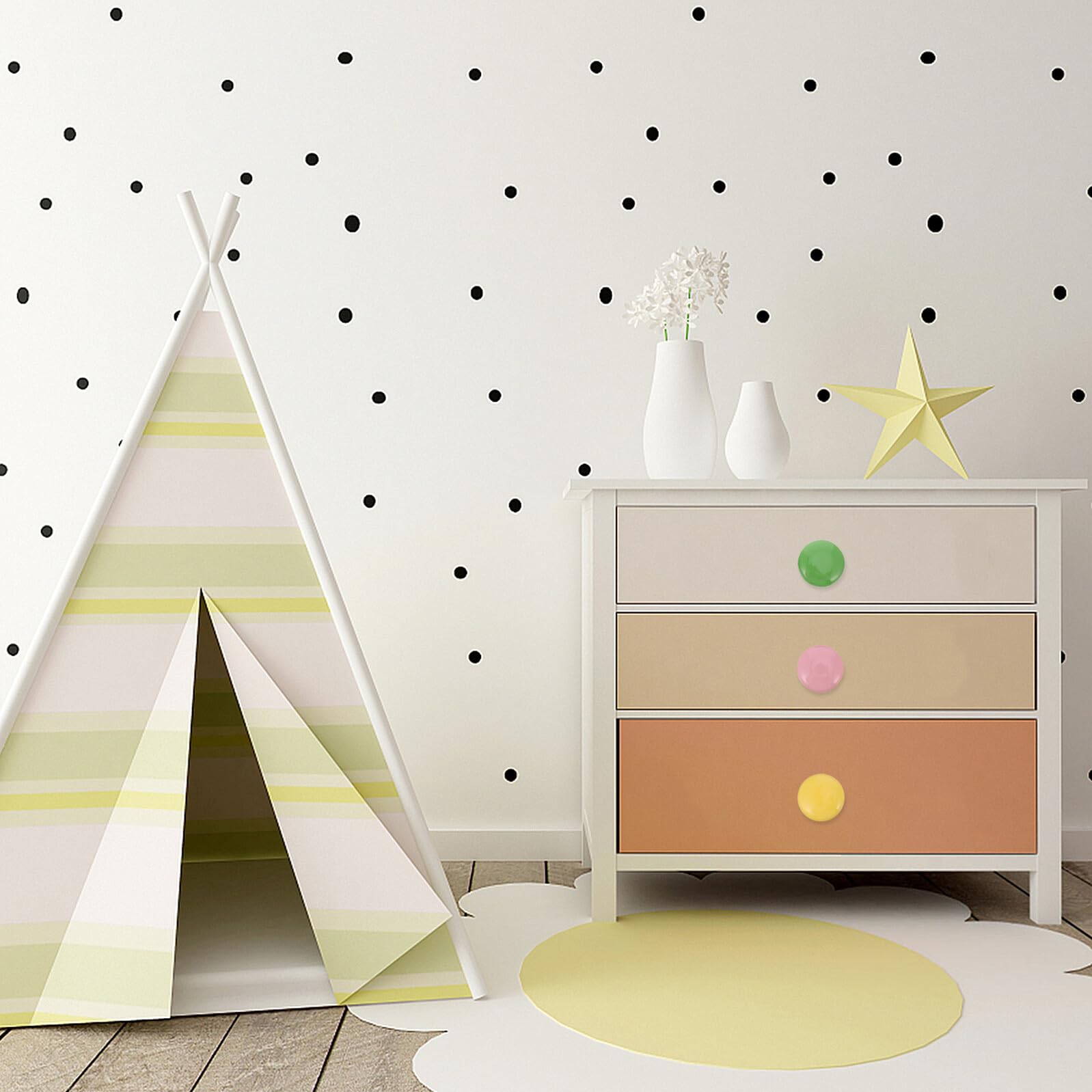 30 Stück Teiliges Runde Keramik Möbelgriffe für Schränke Farbige Möbelknöpfe Elegantes Design Langlebig Geeignet für Kommoden Küchenschränke Schrank Schubladengriffe