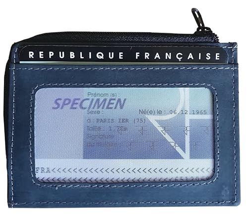 Porta carte di credito e moneta identità minimalista – protezione carte blu senza contatto – piccola custodia in pelle sottile protegge contro la pirateria bancaria – anti rfid – regalo per uomo,