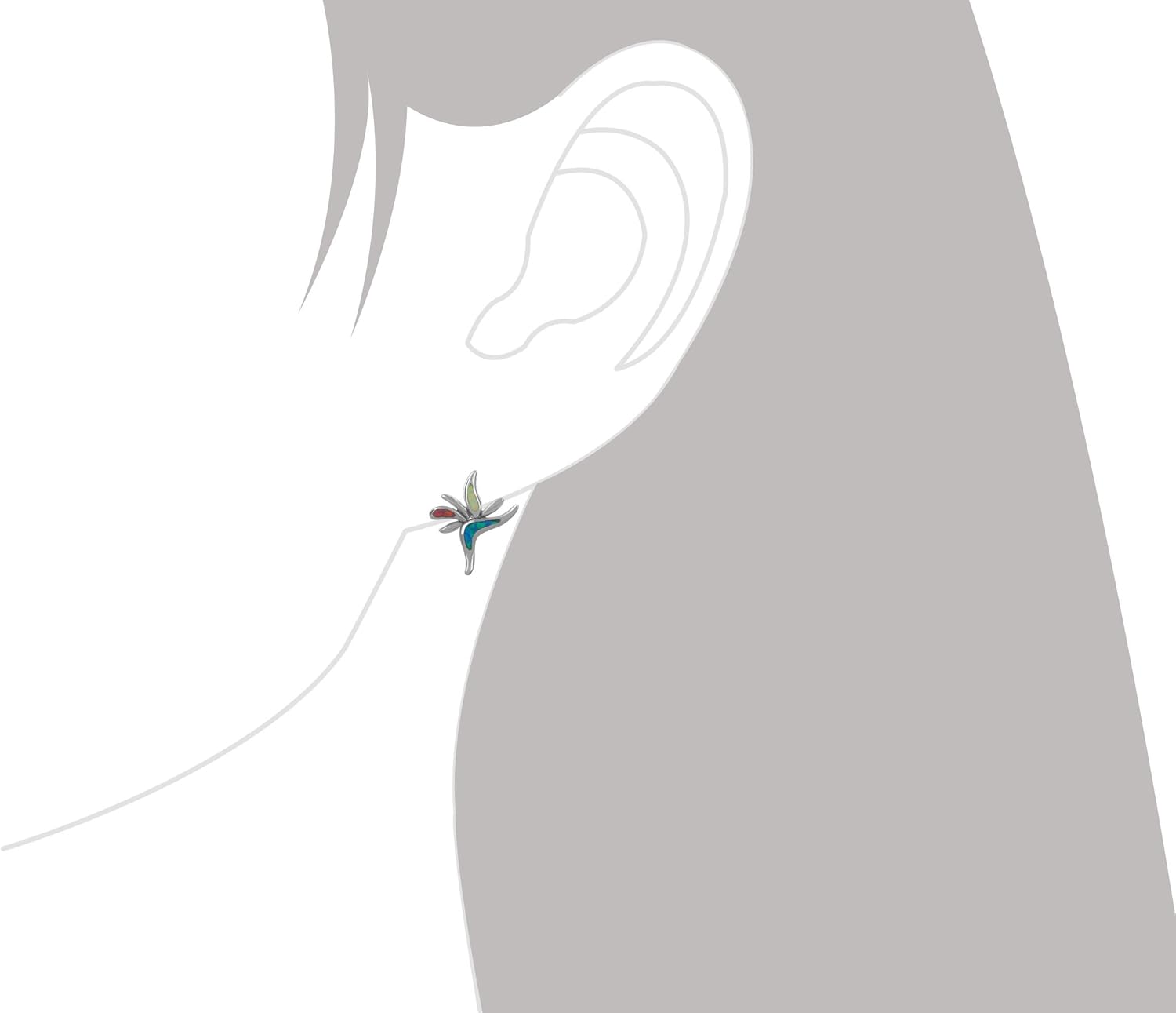Sterling Silver Synthetic Opal Bird of Paradise Stud Earrings