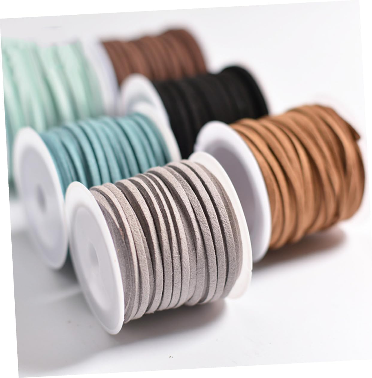 Lurrose 12pcs DIY Suede Thread Lacing Cord Decorative Rope Colors Double Sided Strap Leather Lace Beading Thread Roll Spool