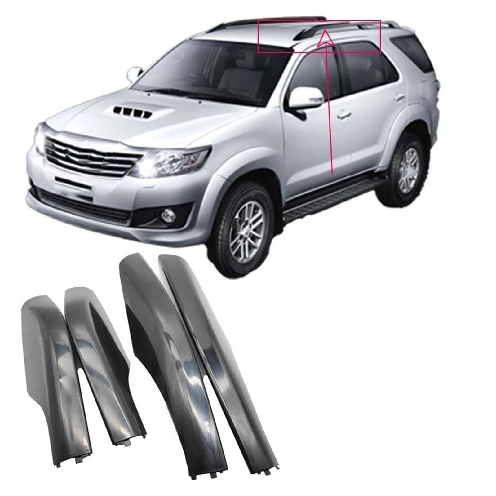 Bagażniki dachowe pokrywa szyny dachowej, 4 sztuki, osłona nasadki do Toyota Fortuner AN50 AN60 dla Hilux SW4 2004 - 2015