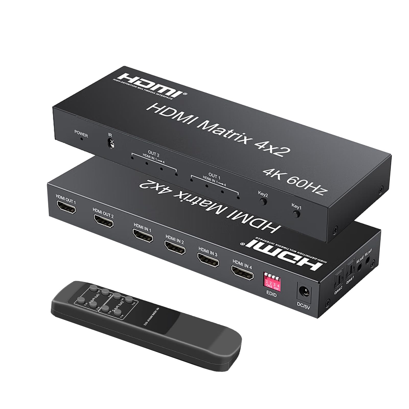 Amazon | HDMI 2.0 マトリックス 4入力2出力 UHD4K@60Hz 手動切替 音声
