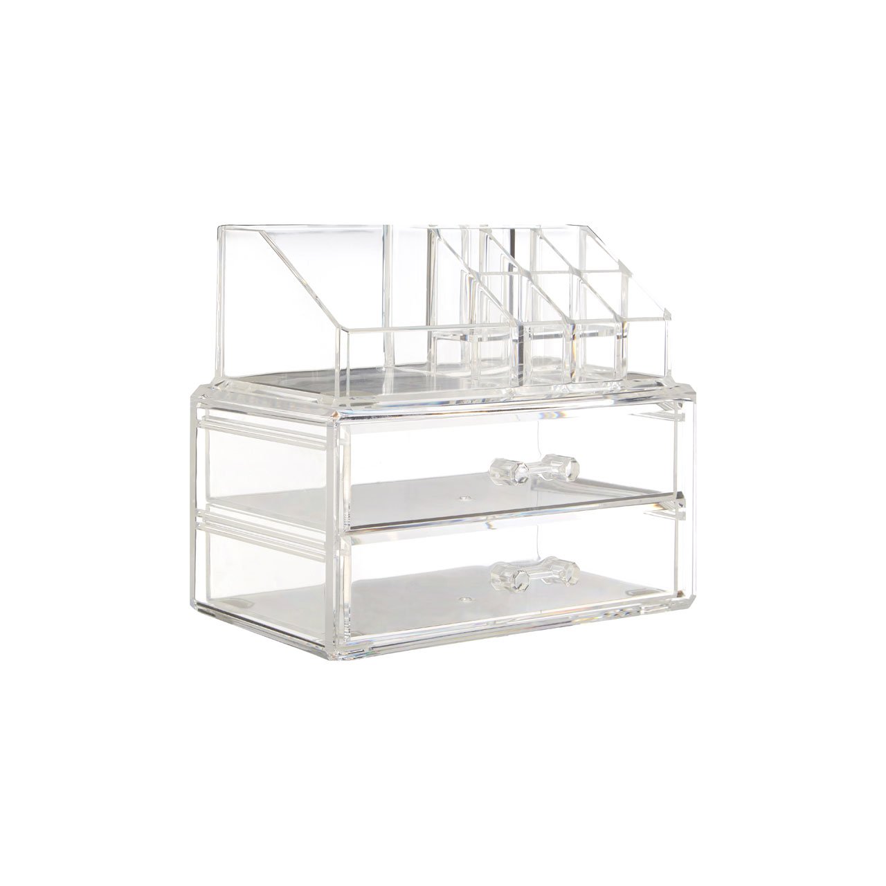 Orsina Clear 9 Pc Cosmetics Organiser With 2 Drawers