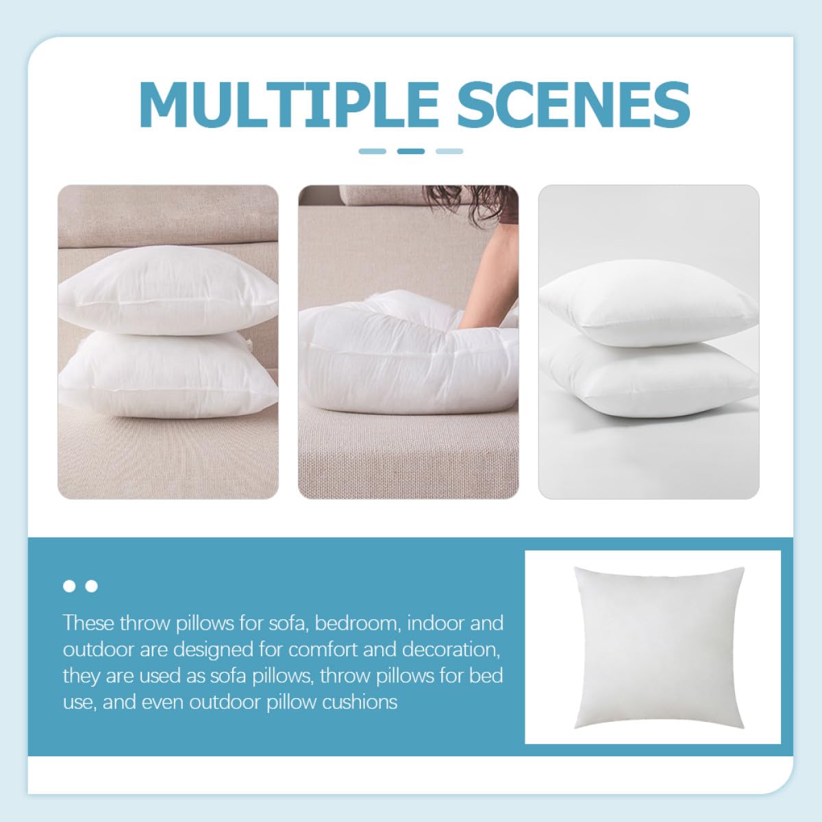 Inserto per Cuscini Tessuto Non Tessuto, Design Semplice 2 Pezzi Riempimento in Cotone Pp Morbido e Pratico Colore Bianco per Casa e Ufficio