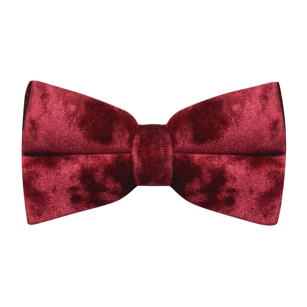 King & Priory Luxury Red Crushed Velvet Pre-Tied Bow Tie