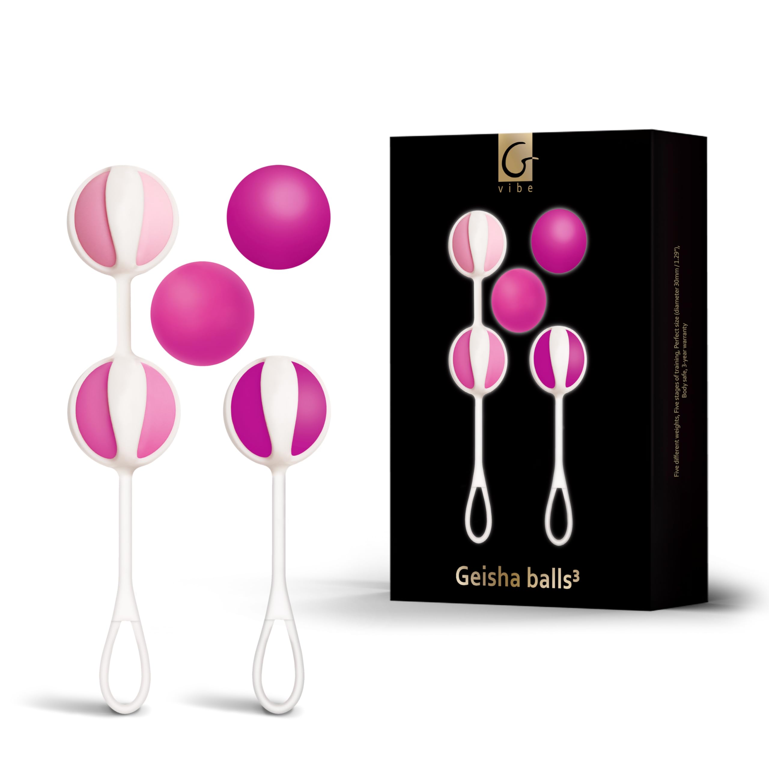 Gvibe Geisha Balls 3 - Set of 5 Kegel Balls - Pelvic Floor Muscles Training Kit for Women - Pelvic Floor Exerciser - Pelvic Trainer Exercise Vaginal Balls