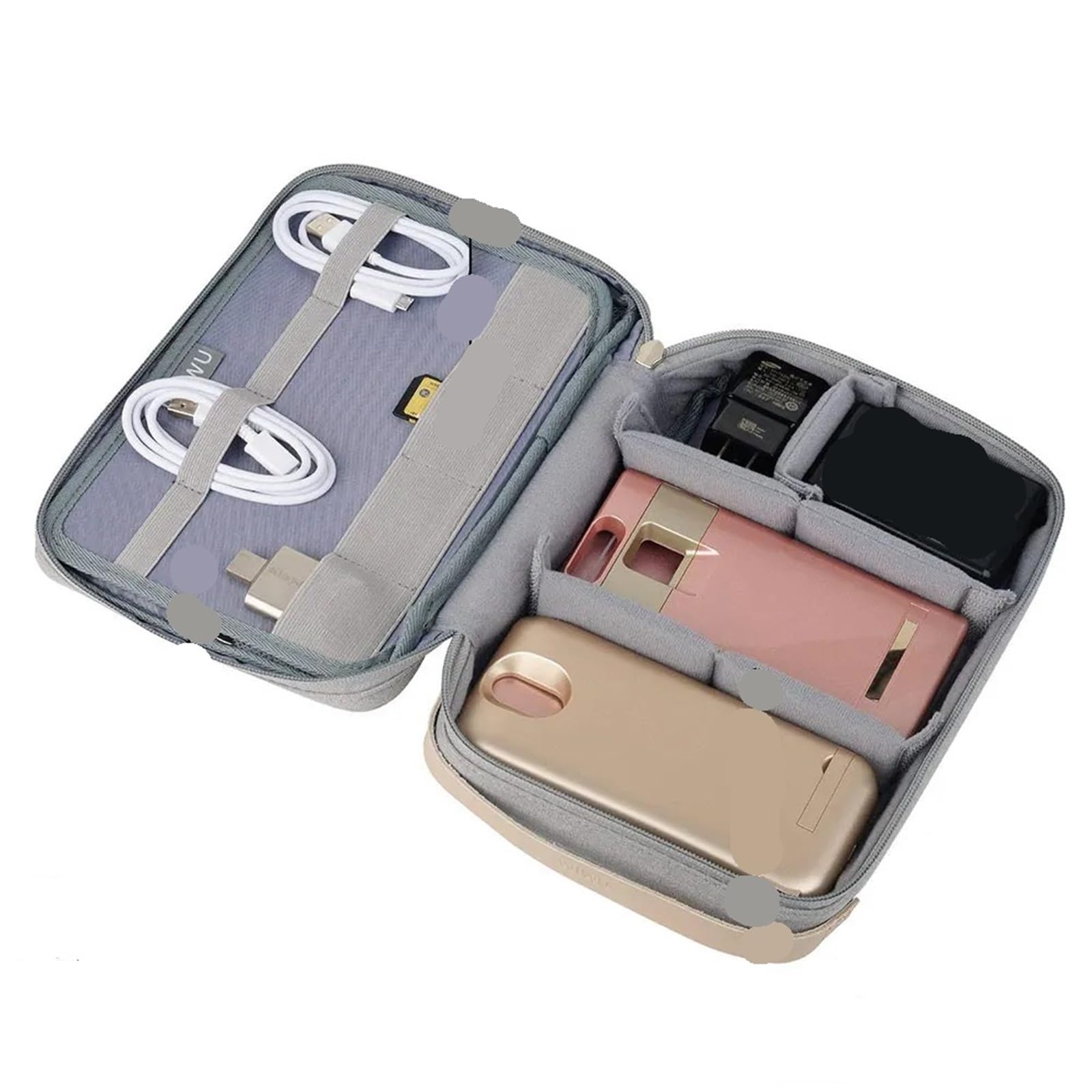 Organizer Cavi da Viaggio Custodia da Viaggio Custodia for Accessori elettronici digitali Custodia Impermeabile for batterie Custodia for Organizer for Cavi USB Organizer Caricabatterie(Gray)