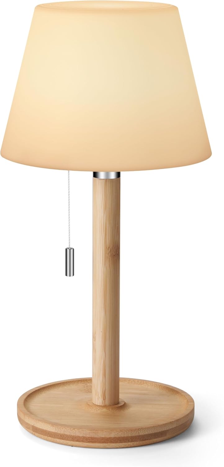 Shower Lamp Waterproof, Small Cordless Table Lamp Rechargeable Outdoor Table Lamp with 3 Color Temperatures, Battery Powered LED Night Light for Bedroom Bathroom Patio Camping Restaurant