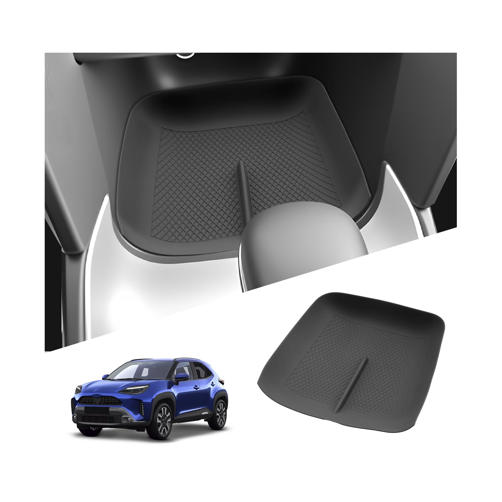 SKTU Tappetino in Gomma Compatibile con Toyota Yaris Cross 2021-2025 2026 Scatola Portaoggetti Console Centrale Tappetino Antiscivolo, Accessori Antiscivolo Yaris Cross