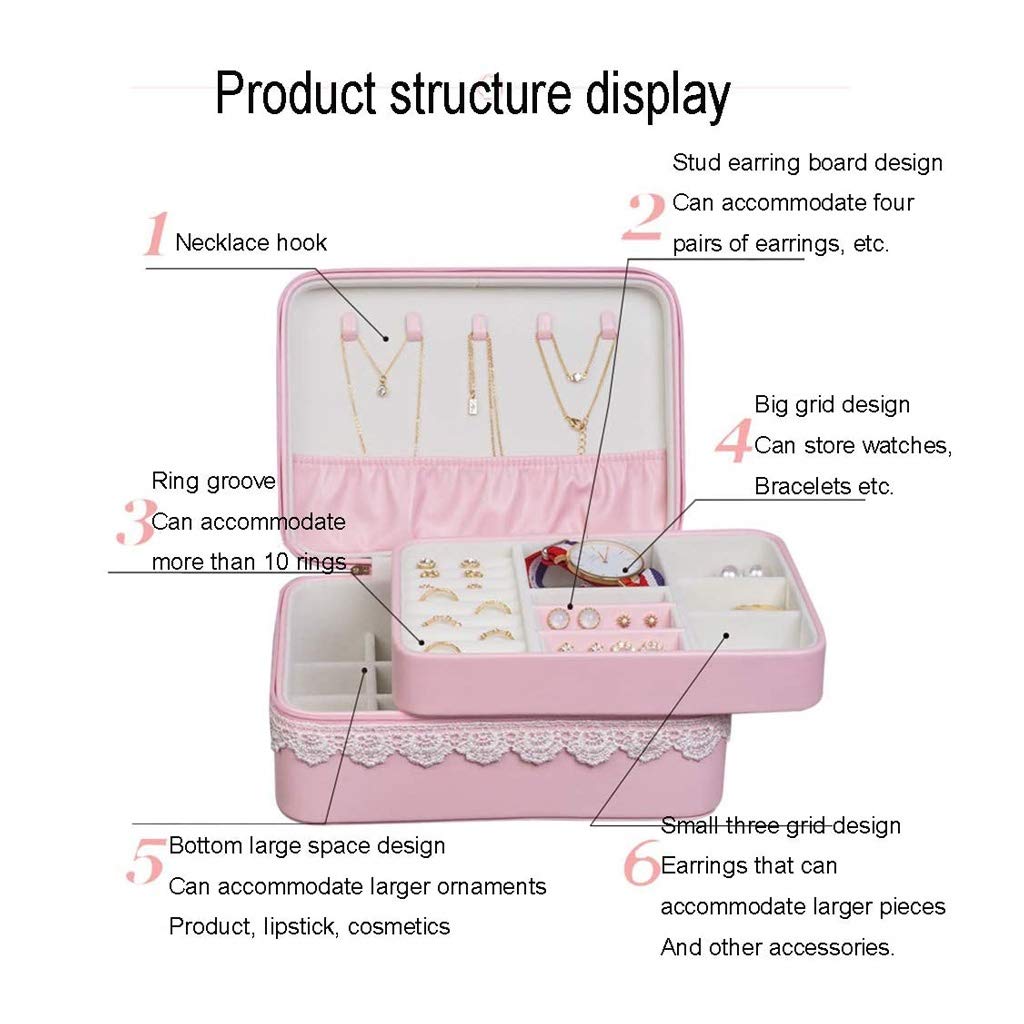 Boîte à Bijoux avec étui à Bijoux de Voyage Portable Organisateur de présentation de Bijoux à 2 Couches Étui de Rangement Polyvalent pour Bijoux, bagues, Montres