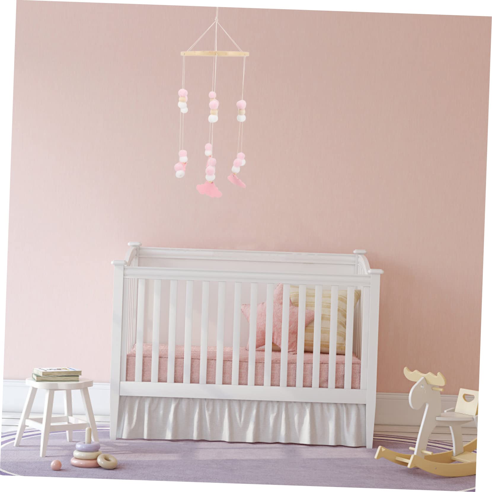 BESTonZON 5pezzi Giostrina Culla Con Pendenti Feltro Forma Di Elefante e Stelle Mobile Da Culla Per Decorazione Per Cameretta Stile Nordico Giocattolo Appeso Sicuro e Adorabile