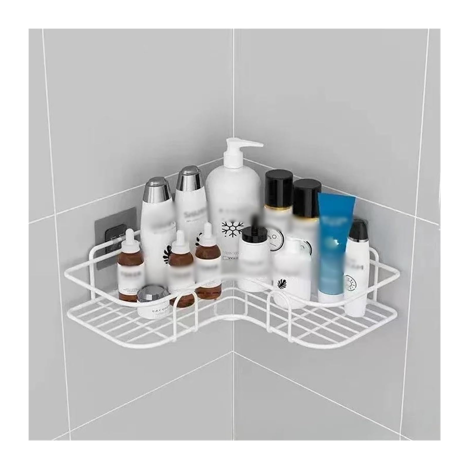 Corner StoraBathroom - Mensola portaoggetti angolare da parete, per shampoo, cosmetici, in ferro (1 triangolo, bianco)