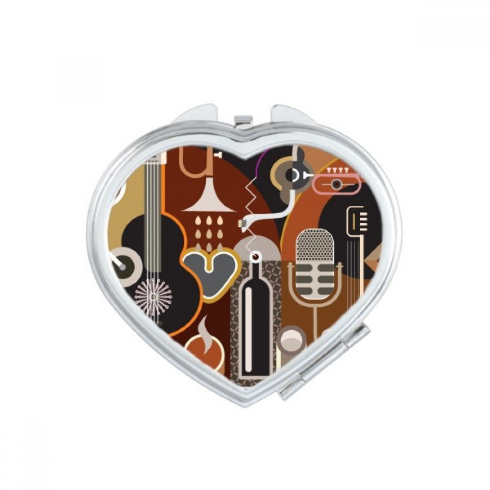 Miroir portable jazz sax motif coeur cadeau mignon pour femme