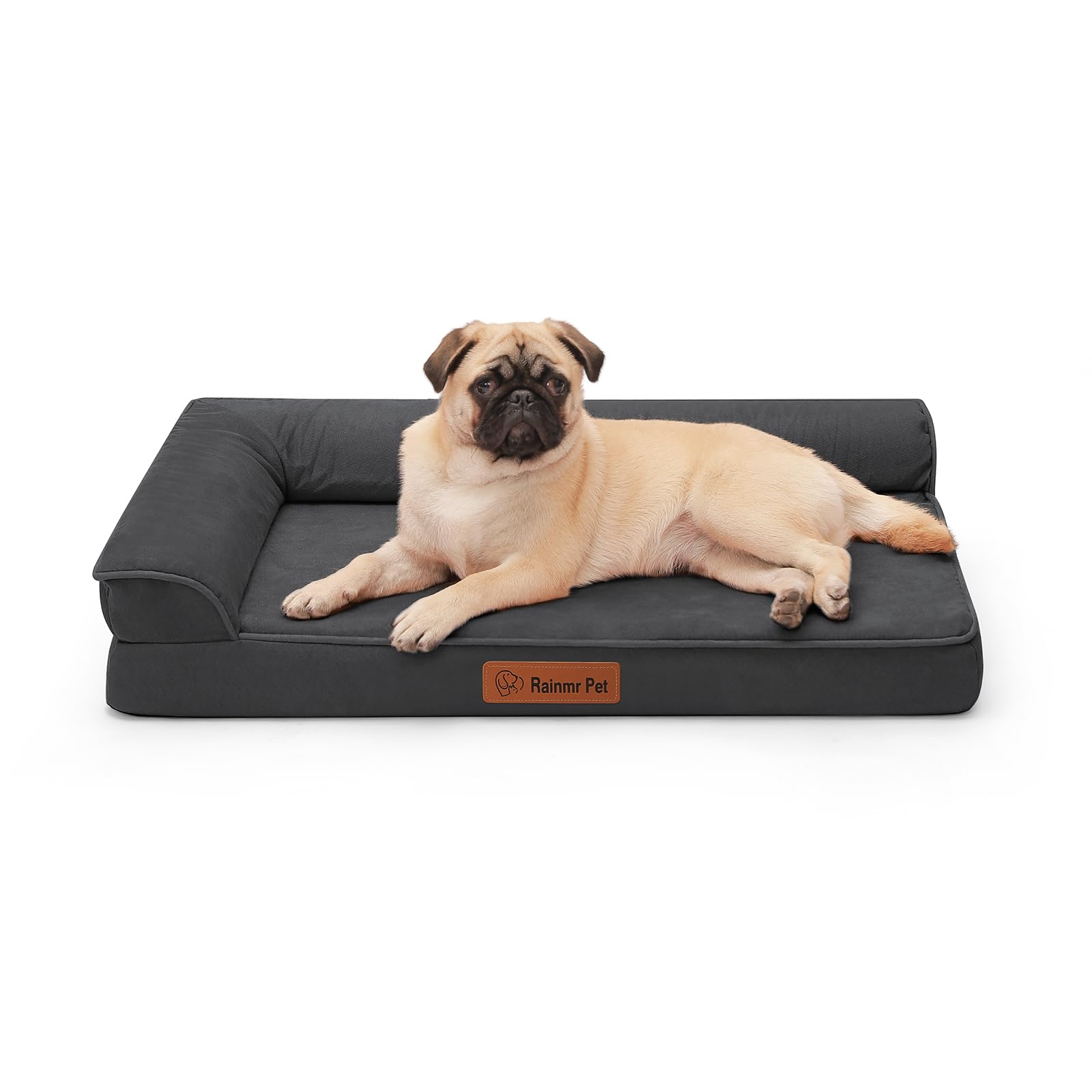 Orthopedic Dog Bed Medium Size Dog, Memory Foam Dogs Bed for Medium Dogs, Washable and Removable Microsuede Cover, Waterproof Liner, Non-Skid Bottom, 30x20x6 Inches, Dark Grey