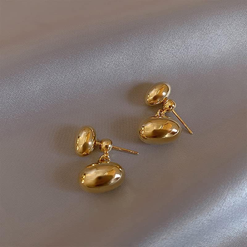 18K Gold Plated Metal bean earring 2 ways to wear it For women - Image 3