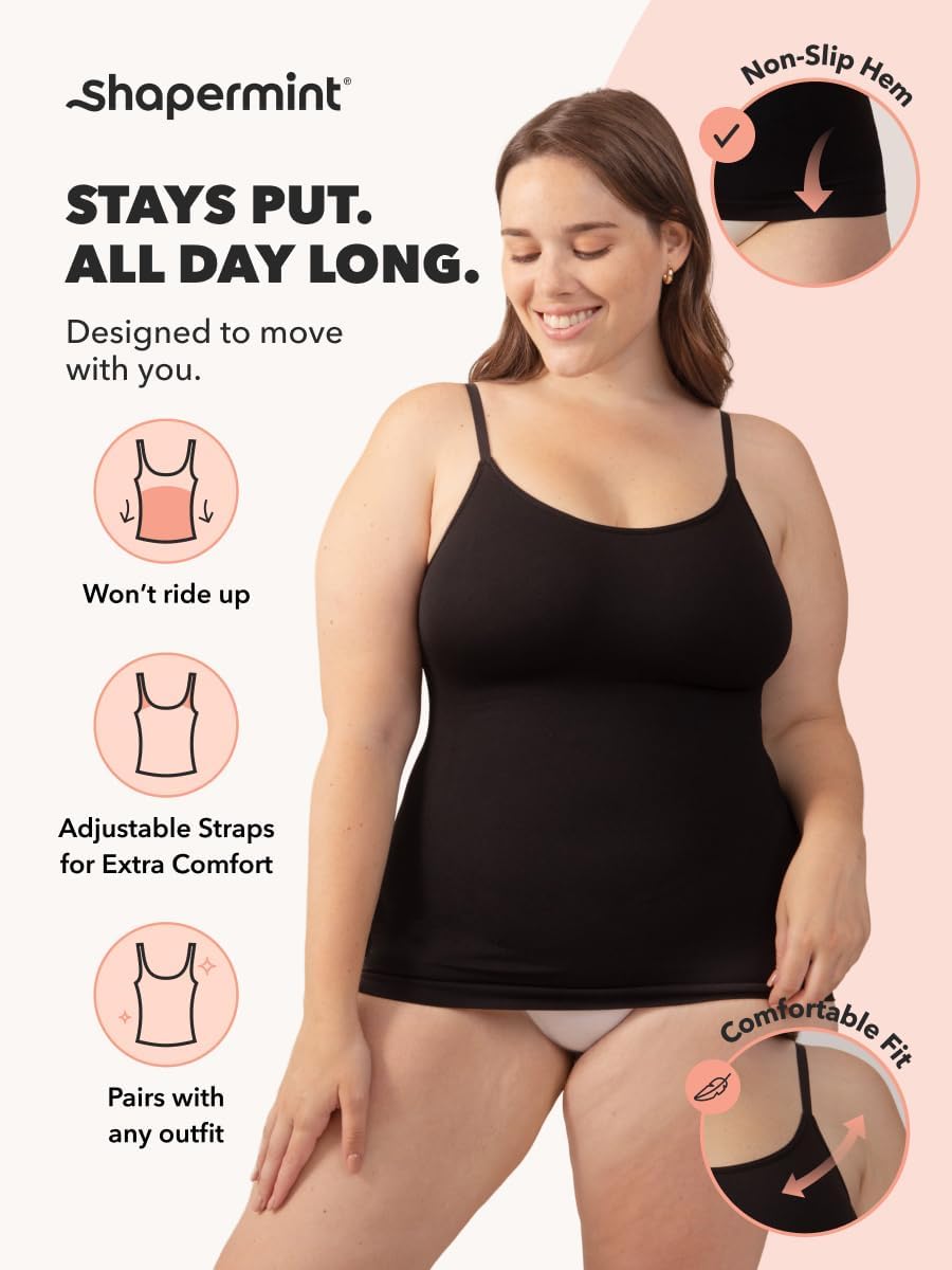 Womens Tops - Scoop Neck Cami Body Shaper for Women, Shapewear Tummy Control, Camisole Tank Tops for Women image 2