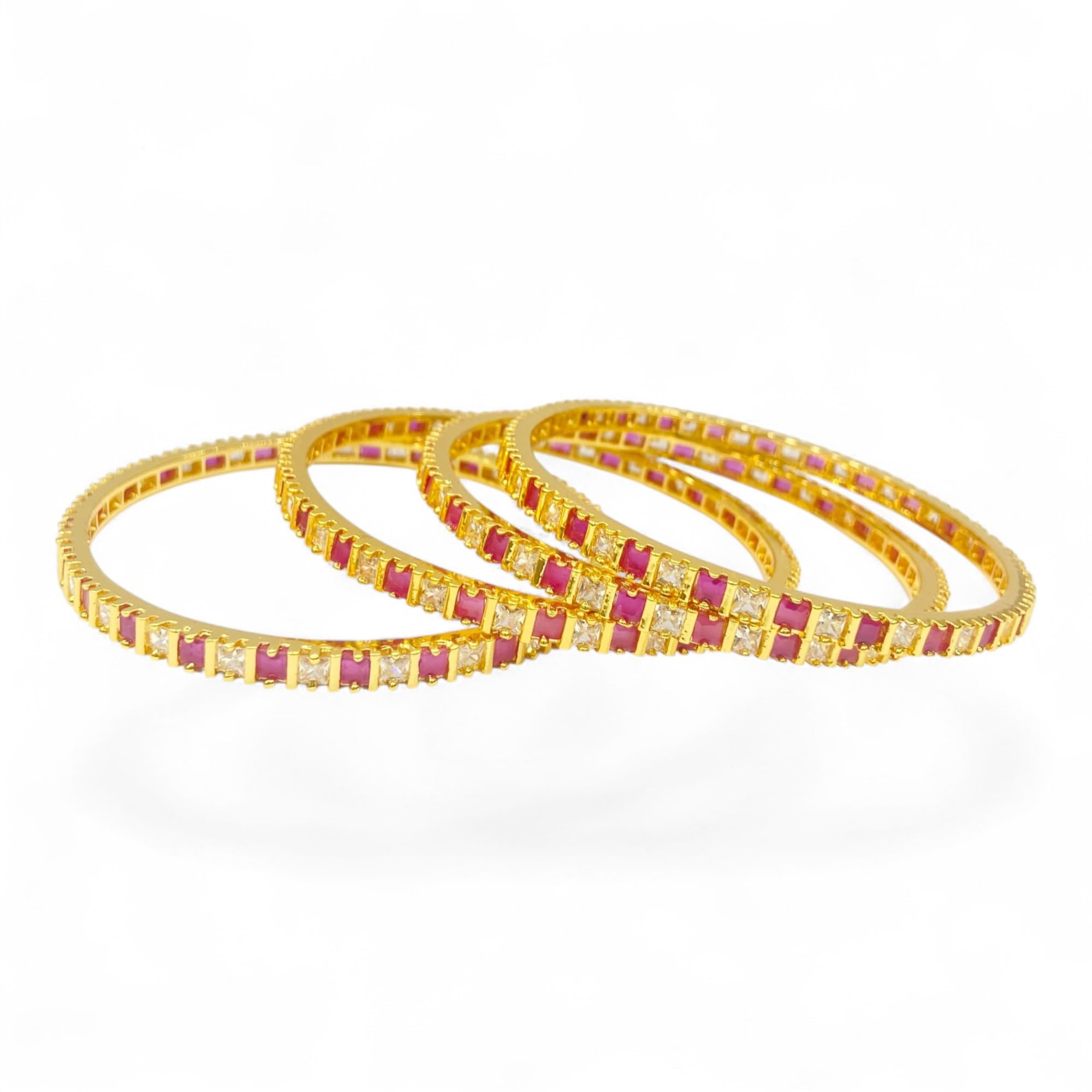 Chokki Bangles for Girls & Women - Elite Quality | Set of 4 | Traditional, Wedding & Festival Wear Jewelry | Red & White 2.4"