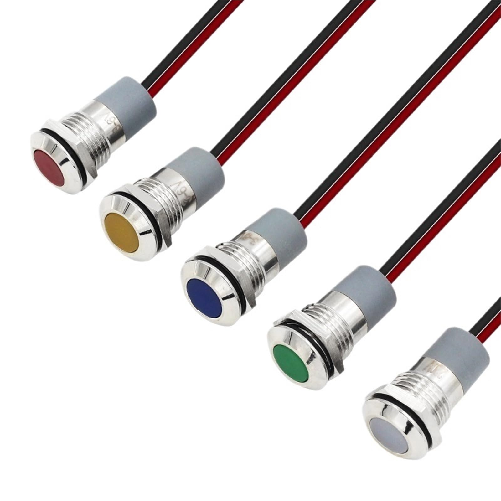 1 unidad de luz de señalización metálica FXB12F-LED, indicador de potencia pequeño, resistente al agua (IP67), 12 V, 24 V, 220 V, rojo, verde, amarillo, 12 mm(YELLOW-220V (FLAT))