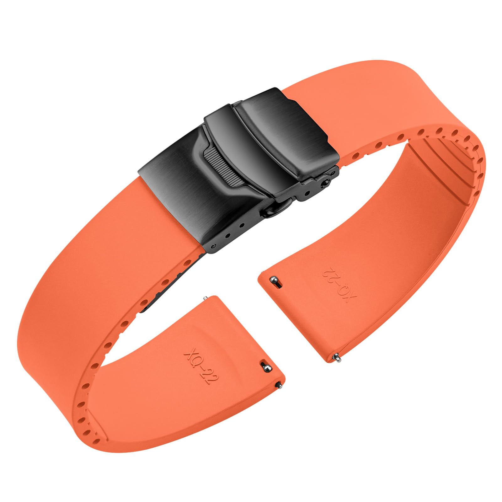 Uhrenarmband Fluorkautschuk mit Faltschließe Cut-to-Size FKM Kautschuk Gummi Armband Schnellverschluss Weiche Langlebig Universal Ersatzarmband Watch Band 18mm 19mm 20mm 21mm 22mm