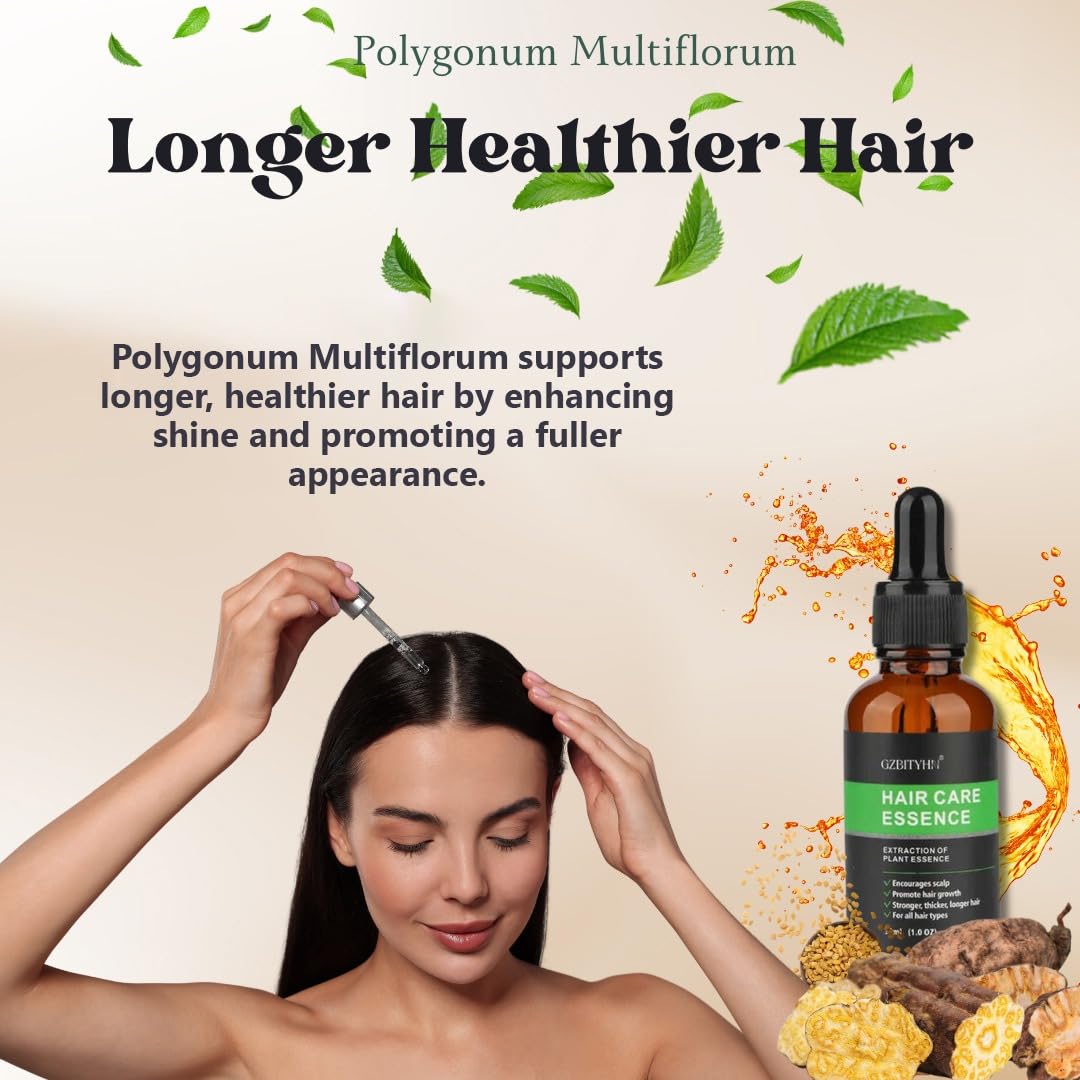 Generic Natural Hair Growth Serum with Ginseng, Polygonum Multiflorum, Ginger King & Vitamin E, Promotes Faster, Thicker, Stronger Hair Growth & Reduces Hair Loss, Scalp Nourishing (1.0 OZ, 30ml)