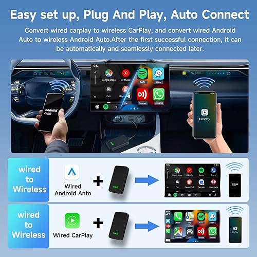Miniatura 5 de Carlinkit Adaptador CarPlay 2Air 5.0, 2-Dual-Convertir CarPlay con cable a Android Auto inalámbrico y con cable a inalámbrico, para CarPlay con
