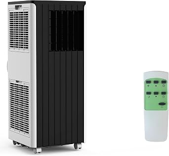 GarveeTech 8,000 BTU Portable Air Conditioner, 3 in-1 AC/Dehumidifier/Fan for 350 sq ft, 45 dB Quiet, 24H Timer & Remote, Window Kit & Wheels Included Black Top Cover
