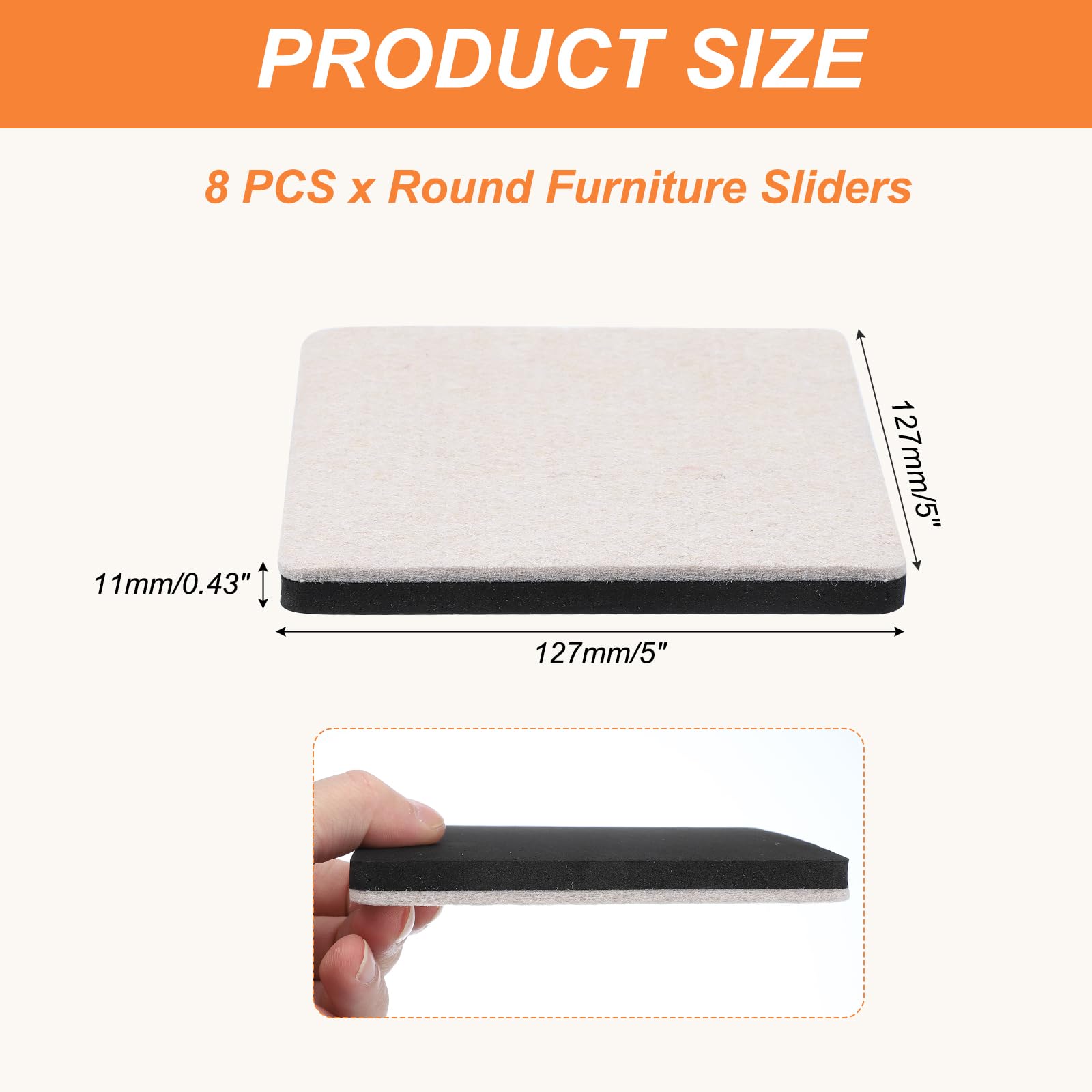 PATIKIL 5 Inch Felt Furniture Sliders - Image 2