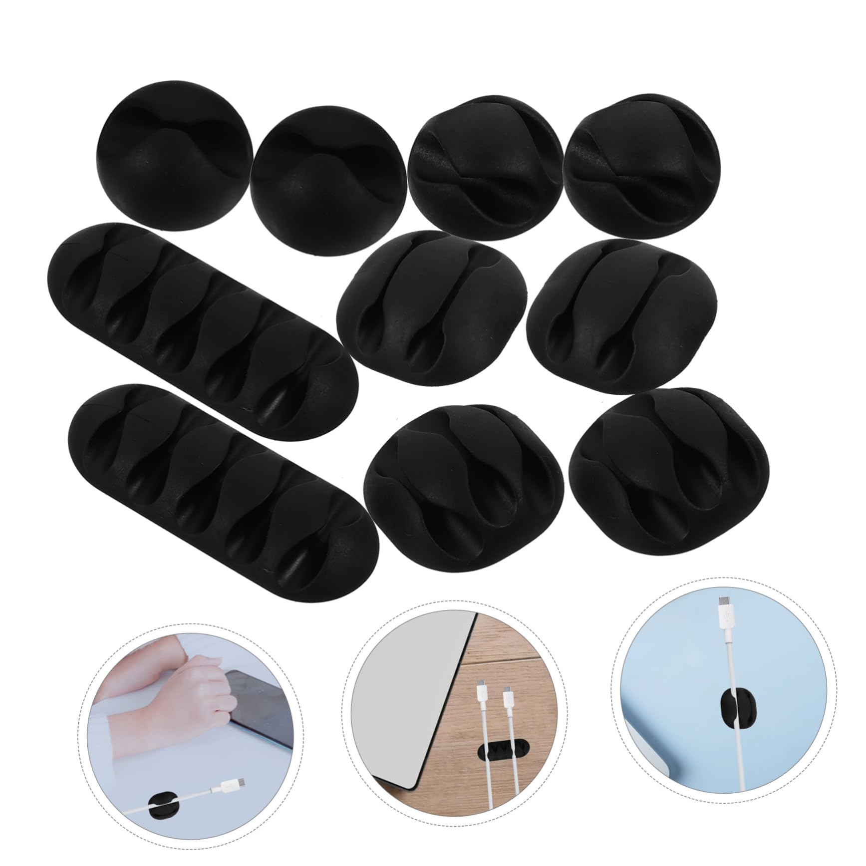 Hemobllo 30pezzi Organizer Di Cavi Plastica Per Gestione Elettrica Clip Per Cavi Adesive Per Ufficio e Casa Facile Da Usare Mantiene Desktop Ordinato e Pulito
