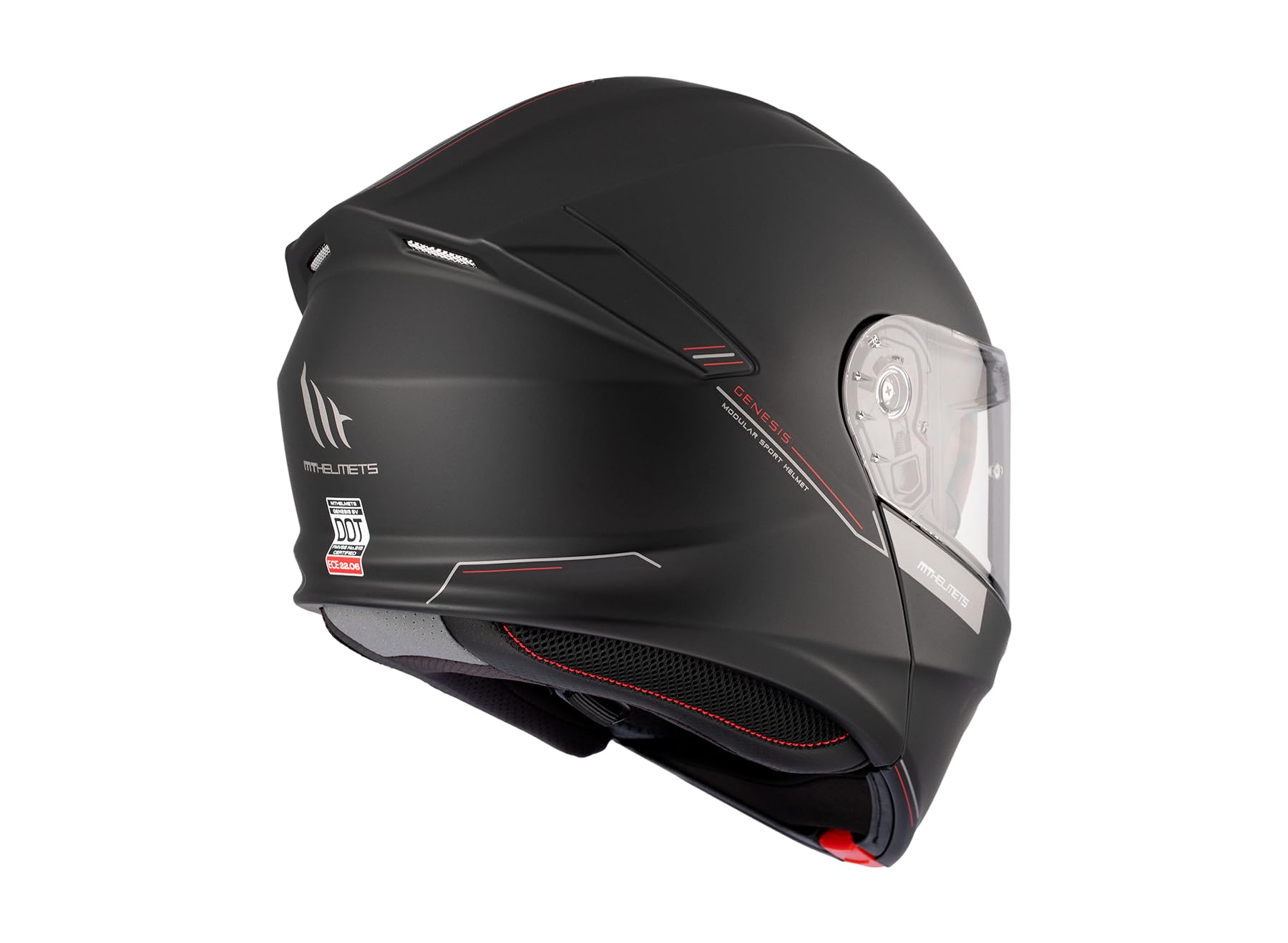 Casco Modular MT Genesis SV Solid A1 Negro Mate | Casco Modular para Hombre | Transpirable y Lavable | Homologado ECE 22.06 & Dot | Talla M