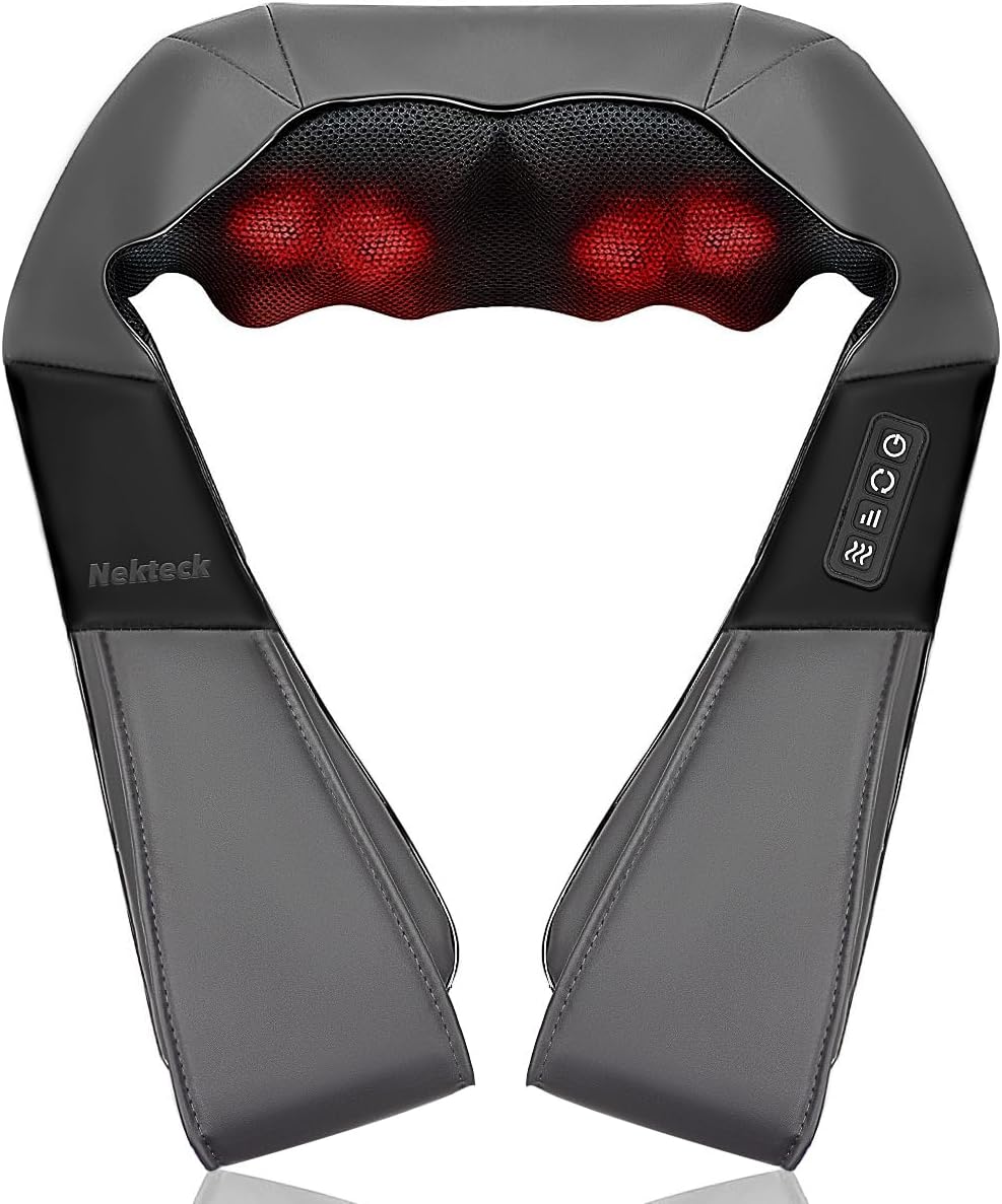 Shiatsu Neck and Back Massager with Soothing Heat, Electric Deep Tissue 3D Kneading Massage for Shoulder, Leg, Body Muscle Pain Relief, Home, Office, and Car