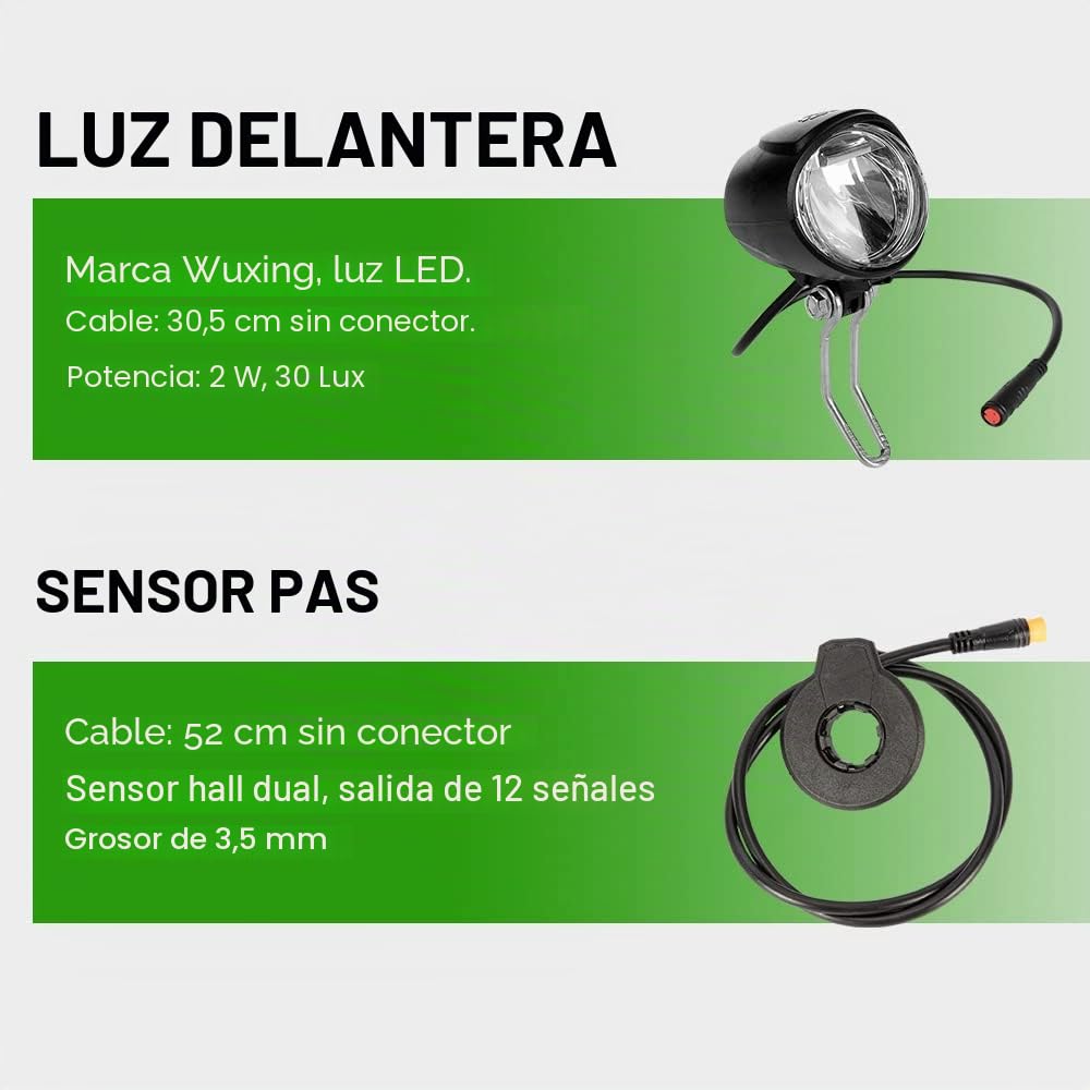 YOSE POWER Bicicleta eléctrica Hub Motor Frontal 36 V 250 W 20" Bicicleta eléctrica Kit de conversión 20 pulgadas negro con pantalla LCD