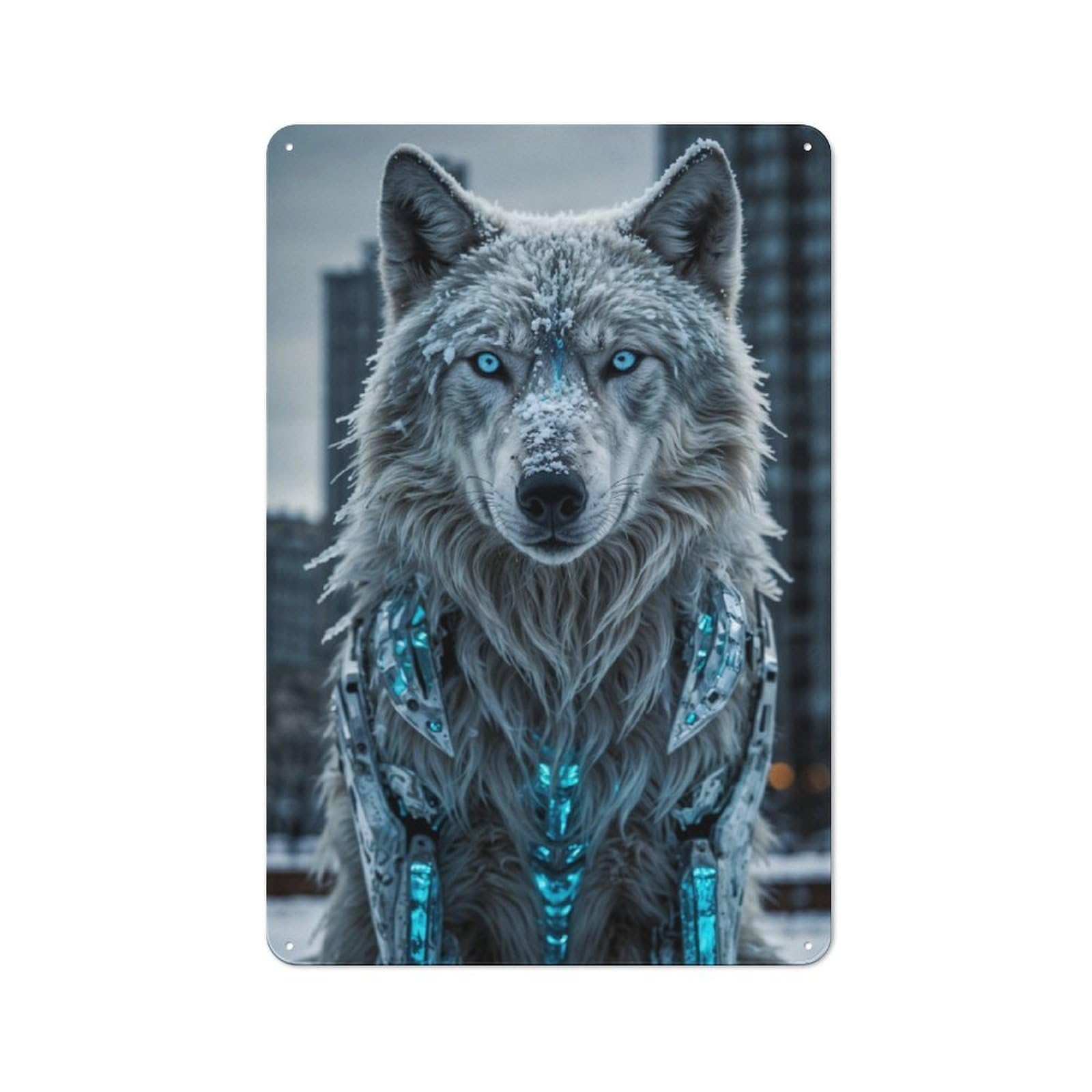 Junmoney Arctic Wolf In The Snow Retro-Style Metal Plaque 30X20cm For Kitchen Or Home Bar, Gift For Home Bar Enthusiasts During The Christmas Season