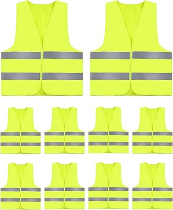 TESIN Warnwesten Set | 30 Stück | Neon Gelb | Reflektierend | Für Arbeit & Verkehr