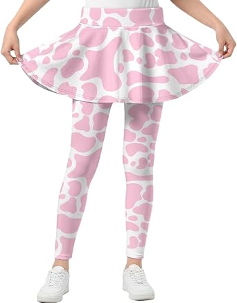 Girls Leggings with Skirt Ruffle Skirt Pants Elastic High Waisted Athletic Yoga Workout Soft