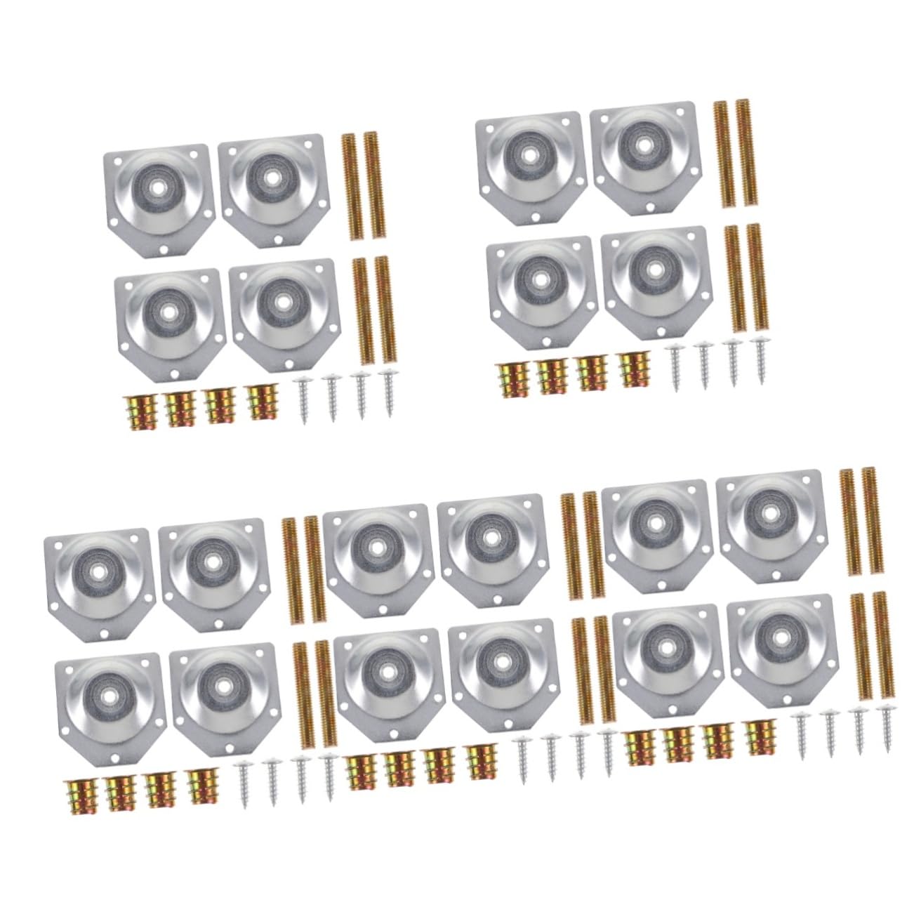 Placas de montaje para patas de mueble que corrigen la inclinación y aseguran sofás inestables